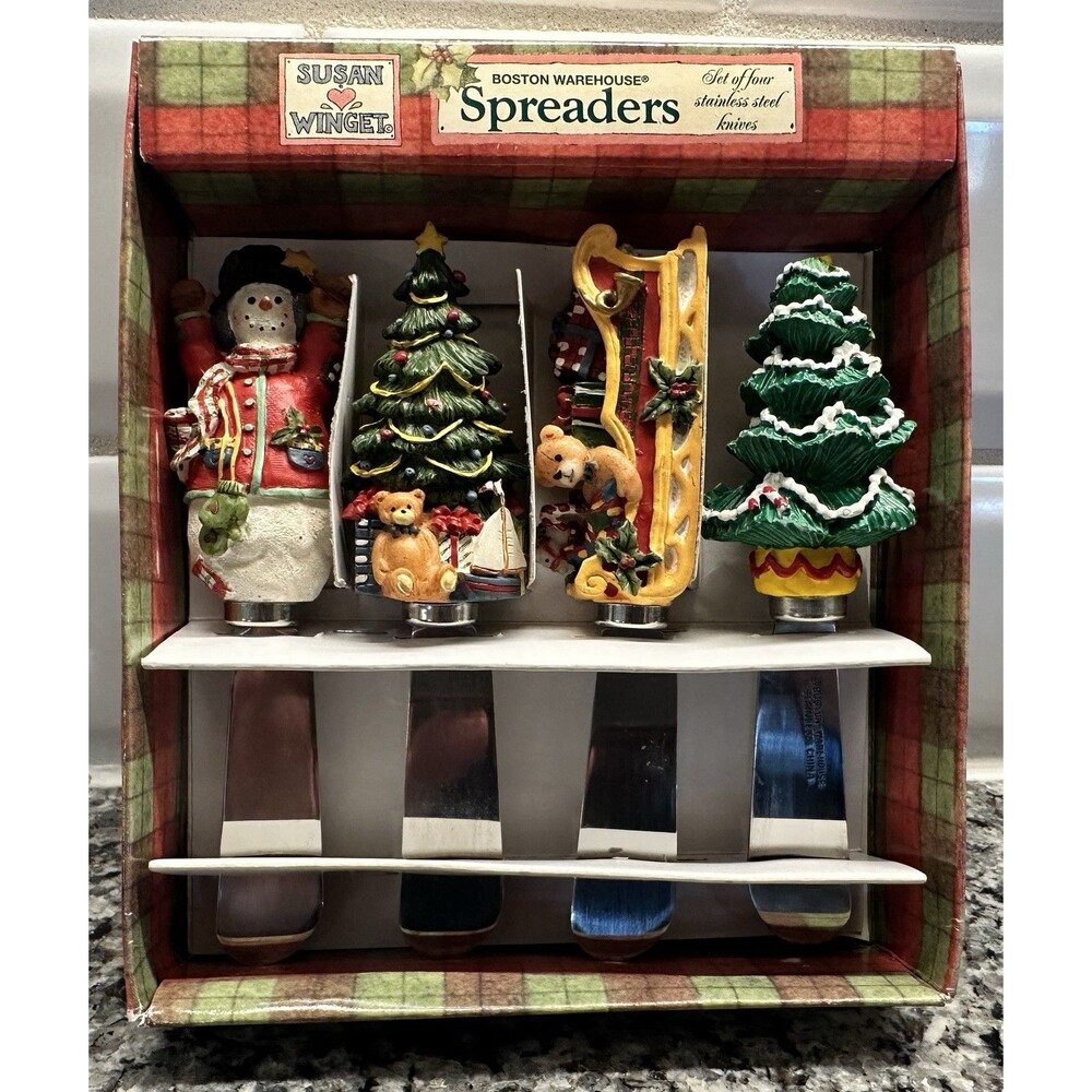 Susan Winget Christmas Dreams Spreader Set 4 Boston Warehouse 2000